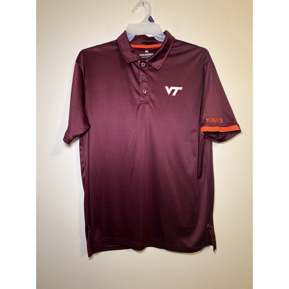 Men's Size XL Colosseum Maroon Virginia Tech Hokies‎ Palms Team Polo